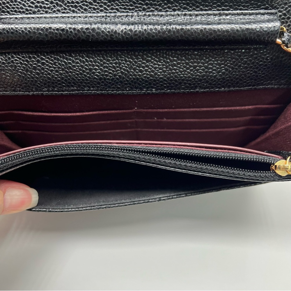 Chanel Black Quilted Caviar Classic Wallet On Chain - Picture 5 of 12